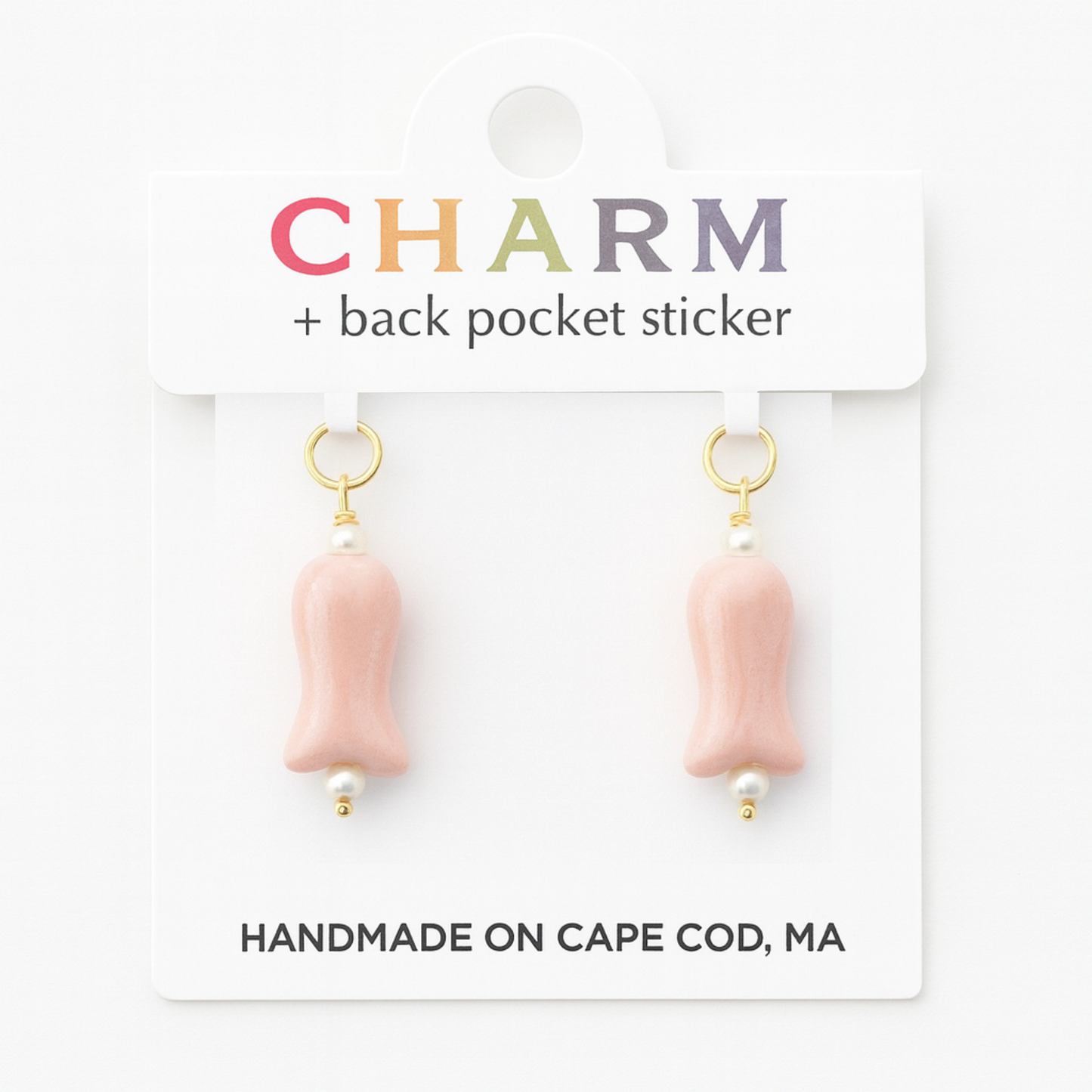 C-Breeze Treasure X CCC Handmade Fish Hoop and Chain Charms Pink Pair