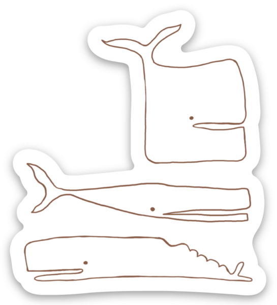 Chocolate Whimsical Whale whaleBONE Stickers