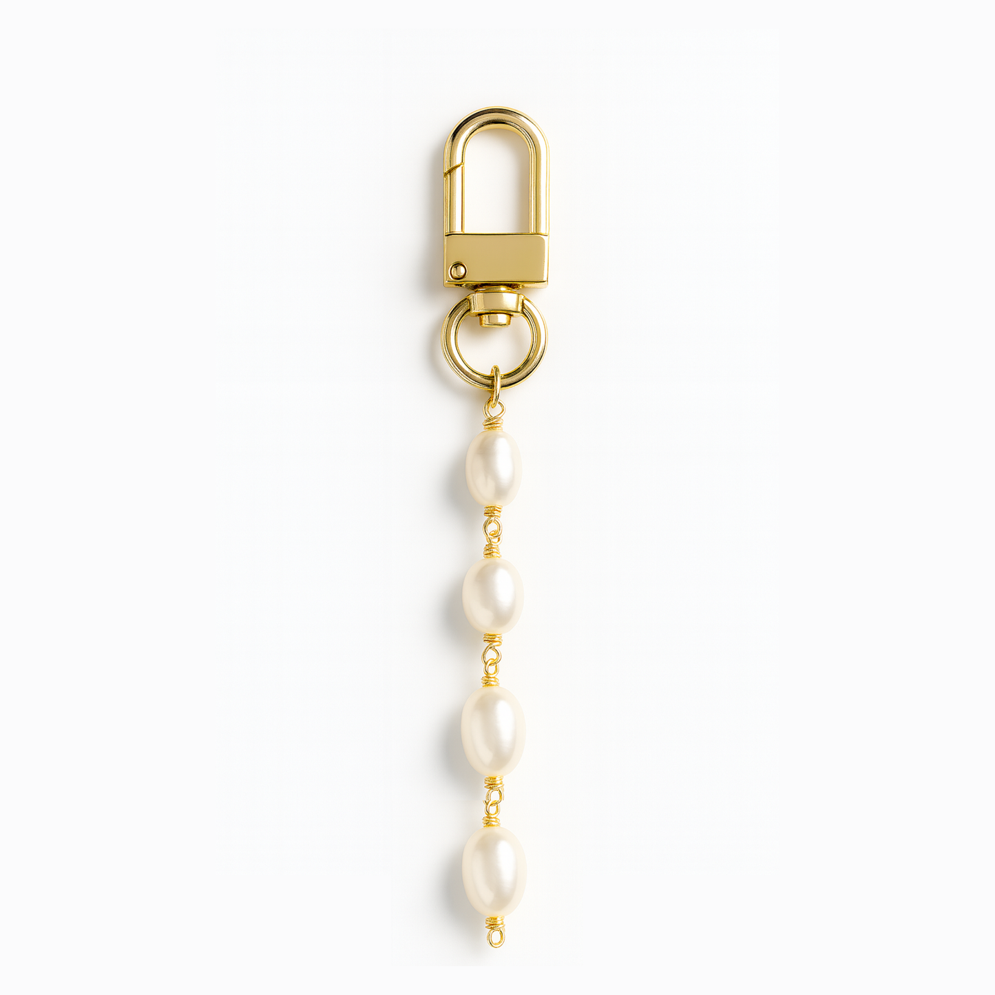 Freshwater Pearl Coastal Bag Charm Key Chain Four Pearl