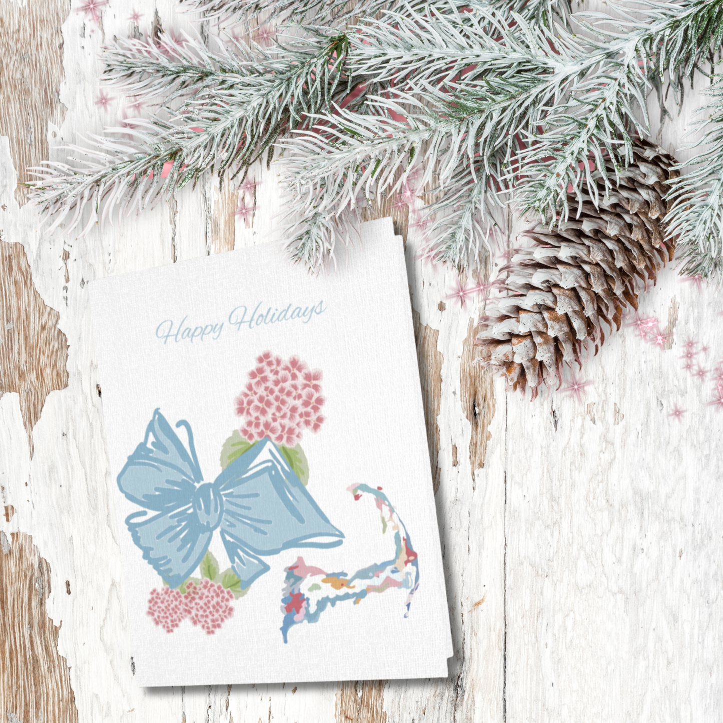 Cape Cod Fancy Holiday Pastel Card Box Set of 3