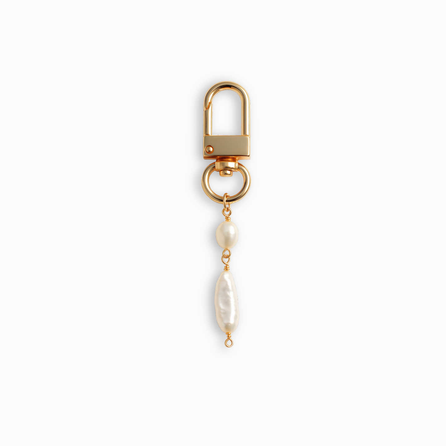 Freshwater Pearl Coastal Bag Charm Key Chain Baroque Double