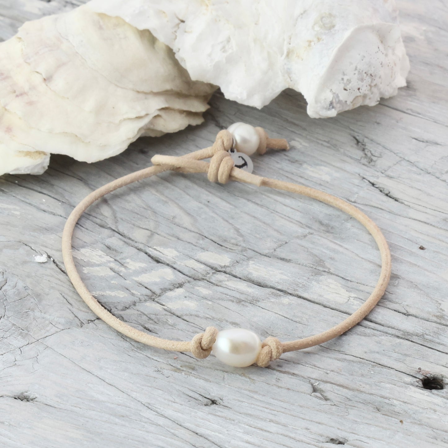 NEW!! Bitty Classic Pearl Leather Anklet