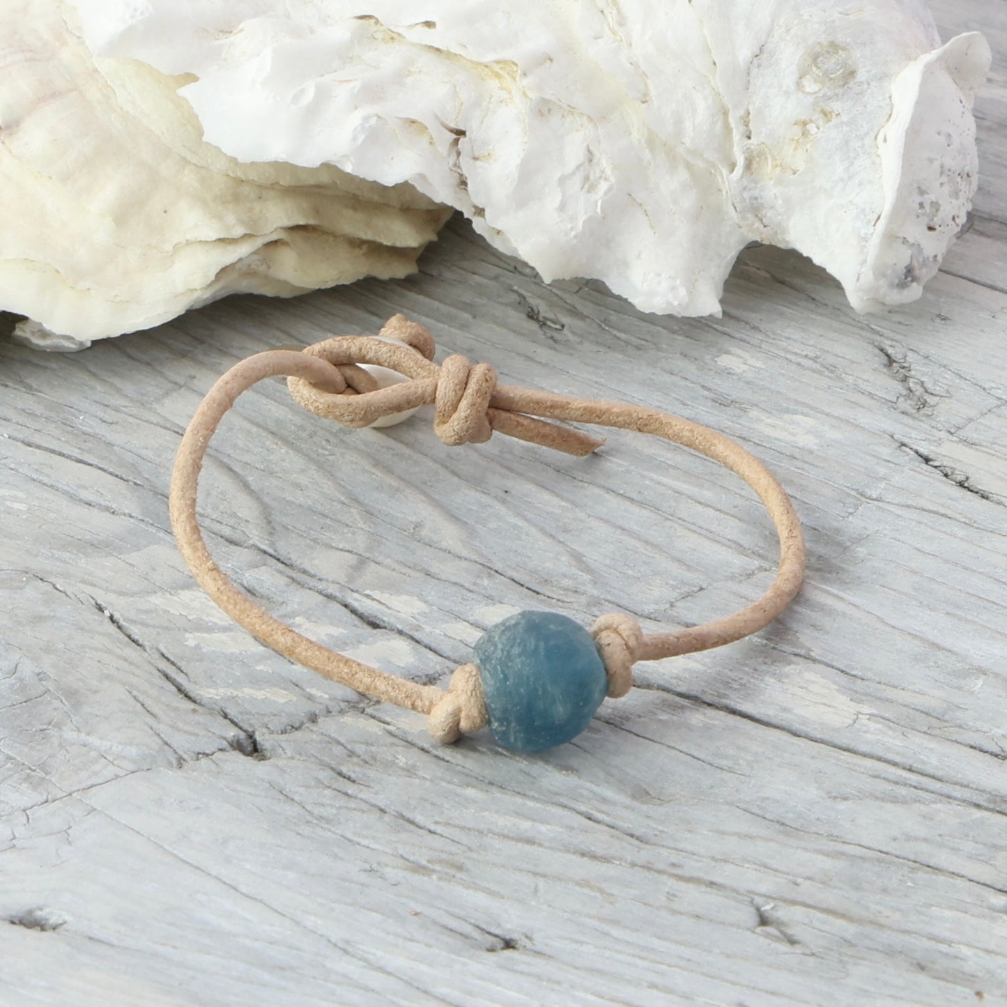 NEW BLUE!! Sea Glass Leather Anklets