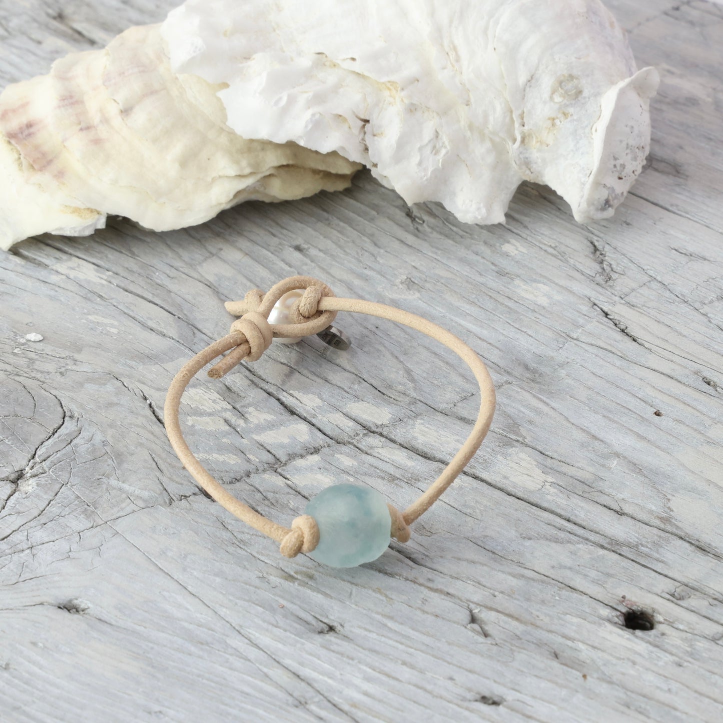 NEW BLUE!! Sea Glass Leather Anklets