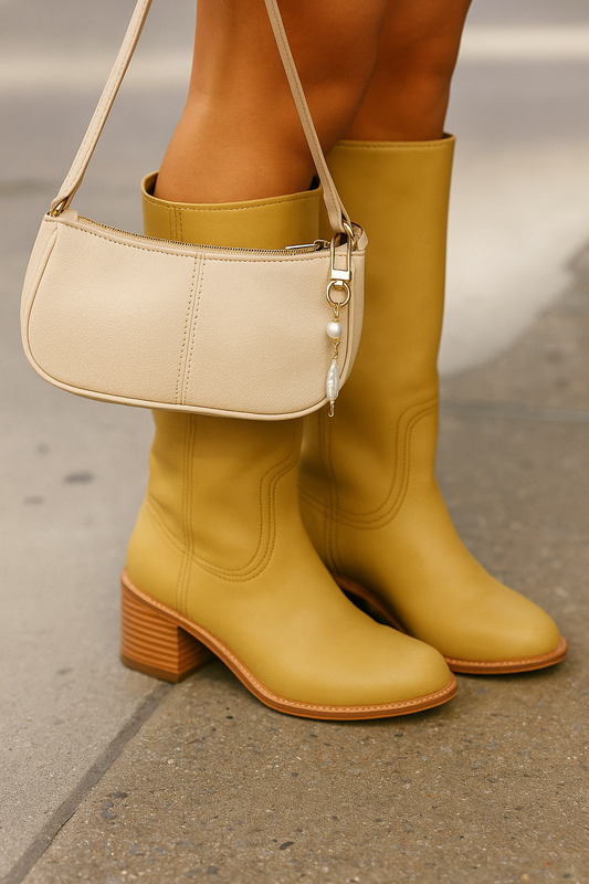 Freshwater Pearl Coastal Bag Charm Key Chain Baroque Double