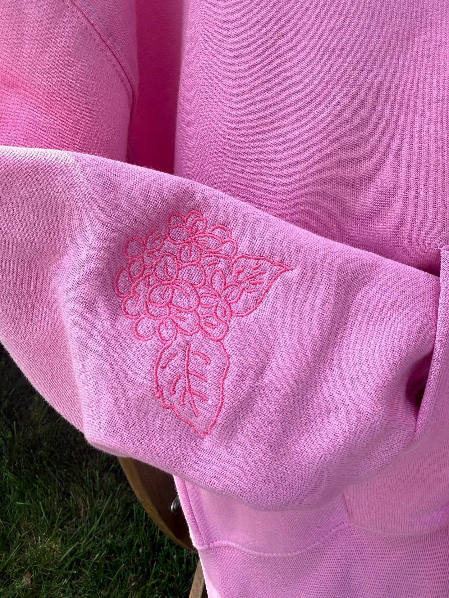 NEW!! Pink Petal Puff Embroidered Zip Hoodie