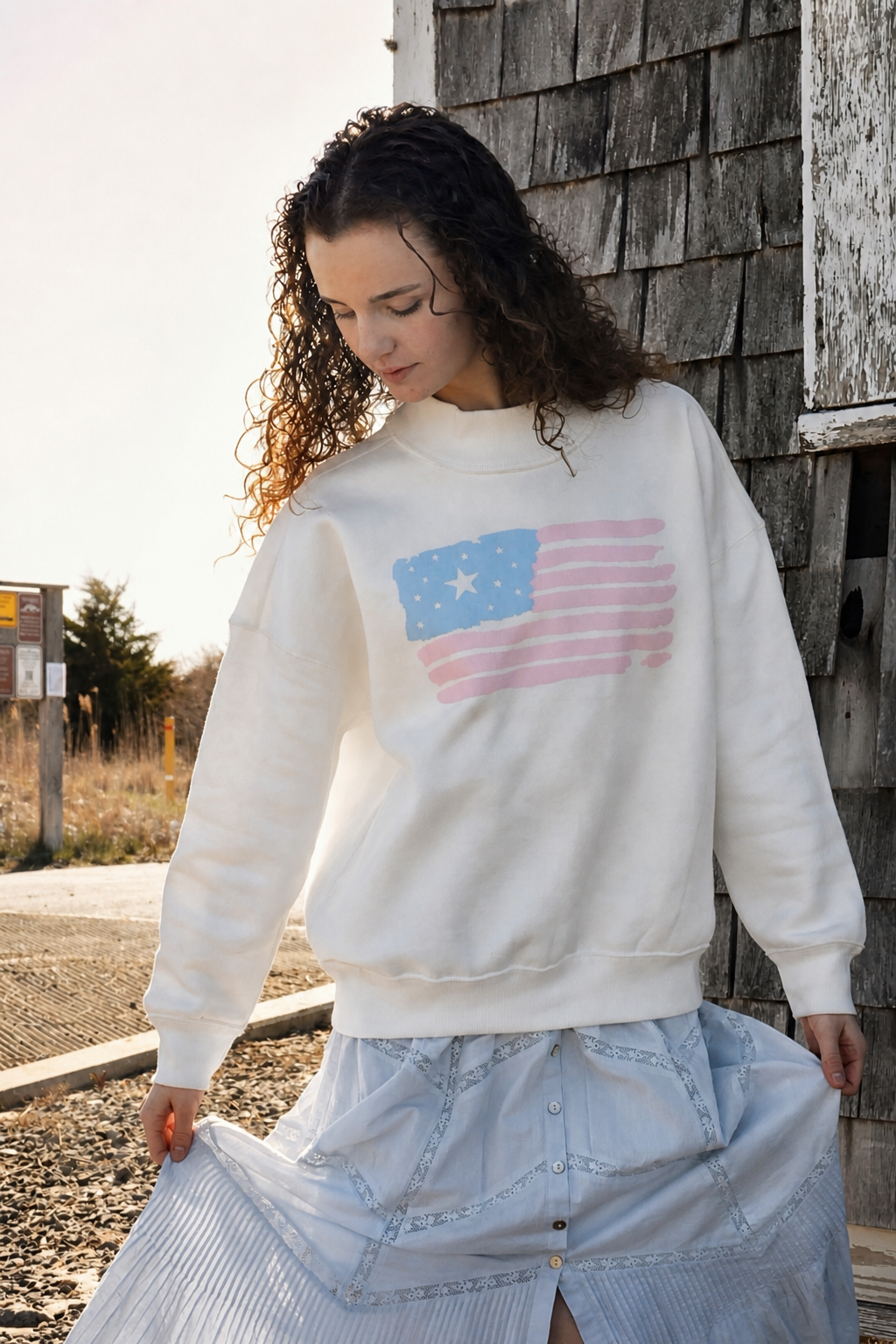 America Flag Icon Mock Neck