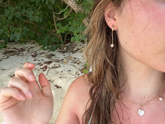 Gold Hoop Pearl Drop Earrings