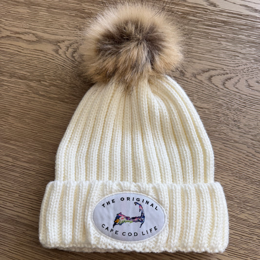 NEW!! Cape Cod Faux Fur Pom Beanie
