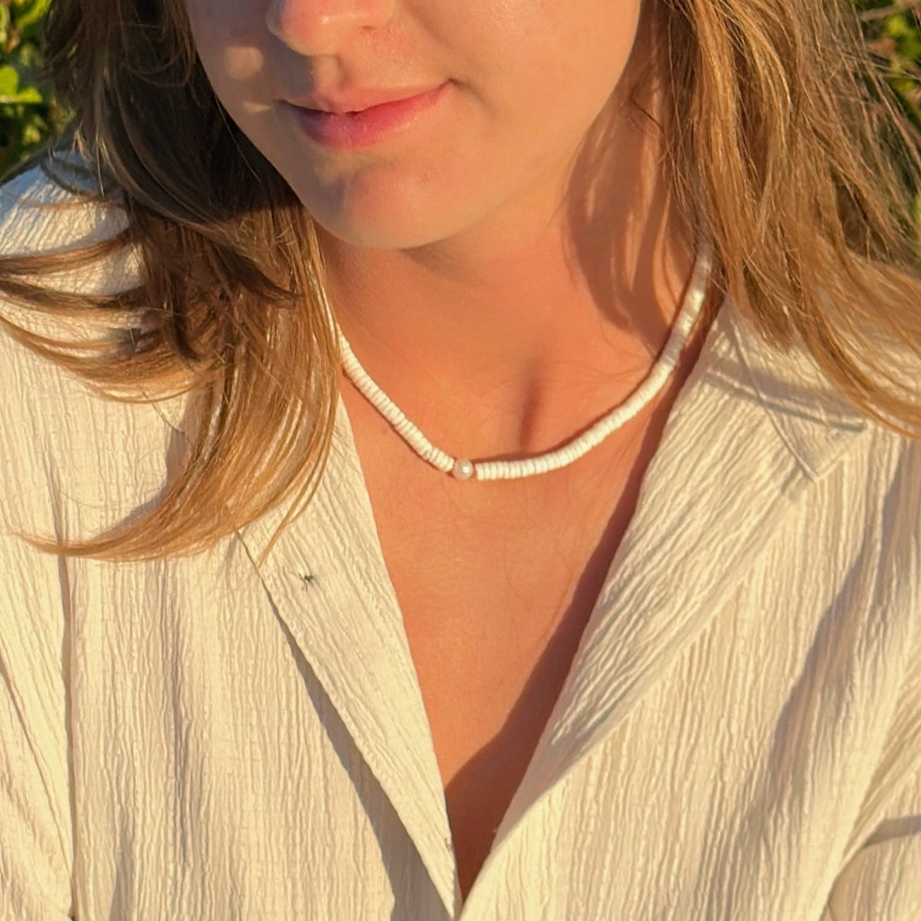Puka Shell Ocean Breeze Choker Necklace Cloud