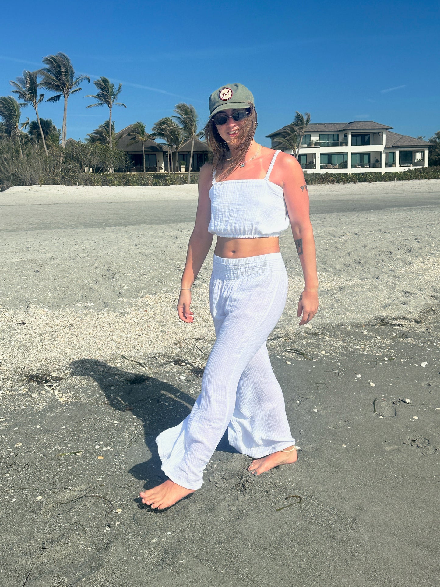 Textured Cotton Convertible Crop Top