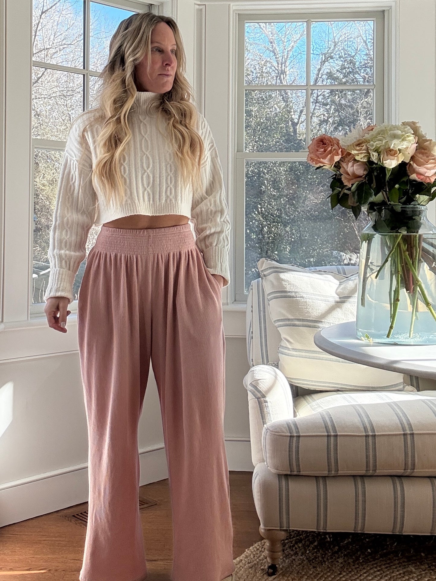 Ballet Blush Coastal Waffle Pant