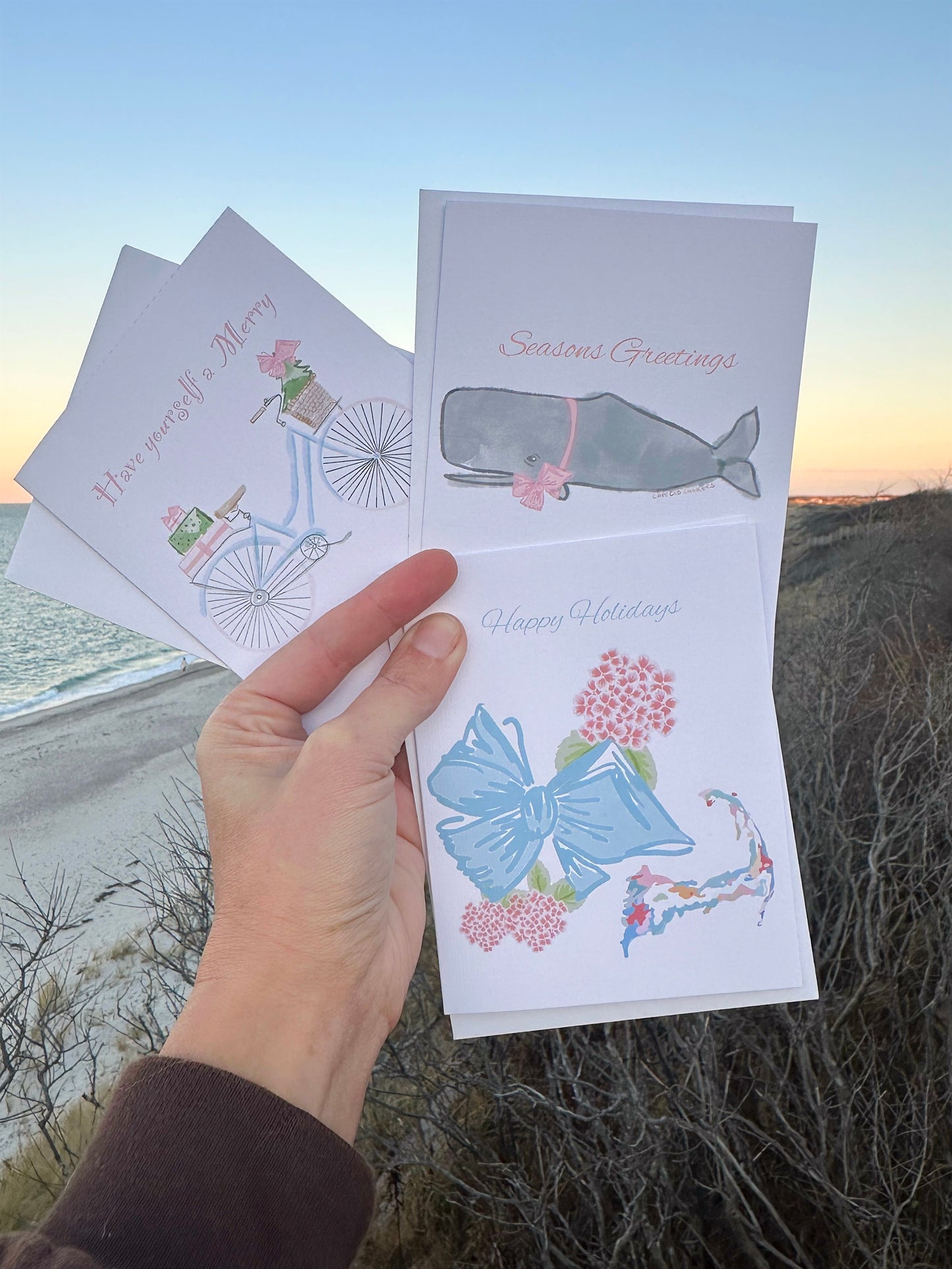 Cape Cod Fancy Holiday Pastel Card Box Set of 3