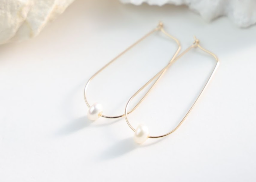Large Pearl Drop Hoops