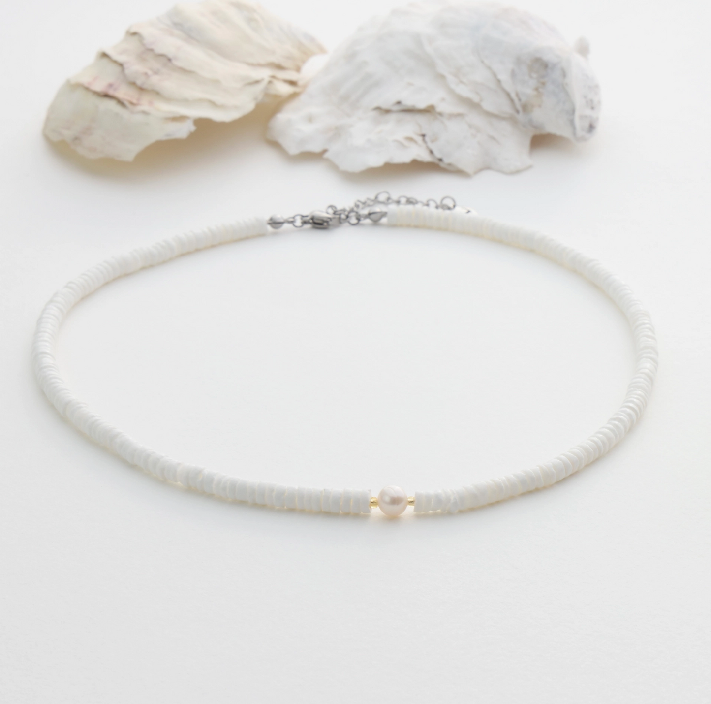 Puka Shell Ocean Breeze Choker Necklace Cloud