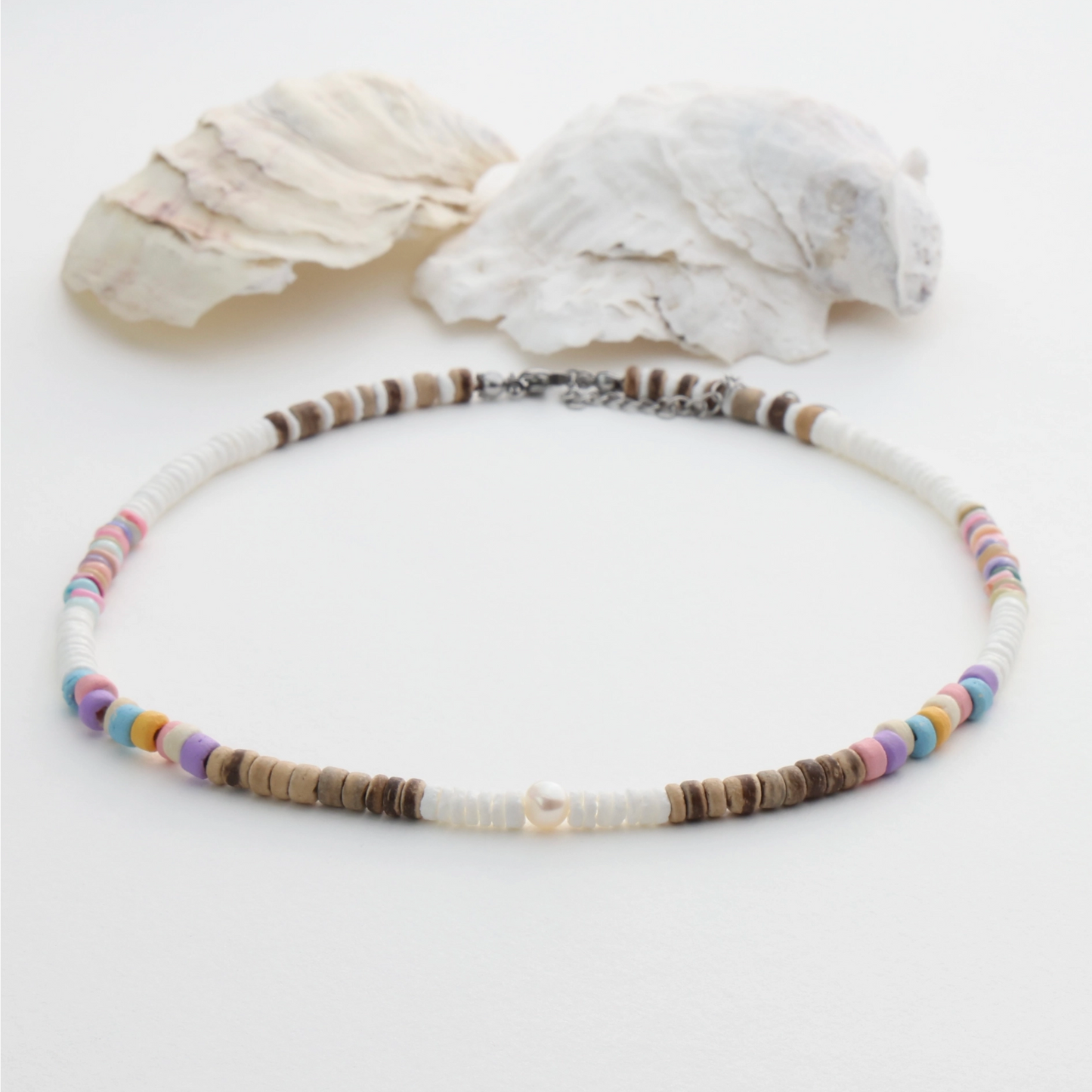 Puka Shell Ocean Breeze Choker Necklace Rainbow