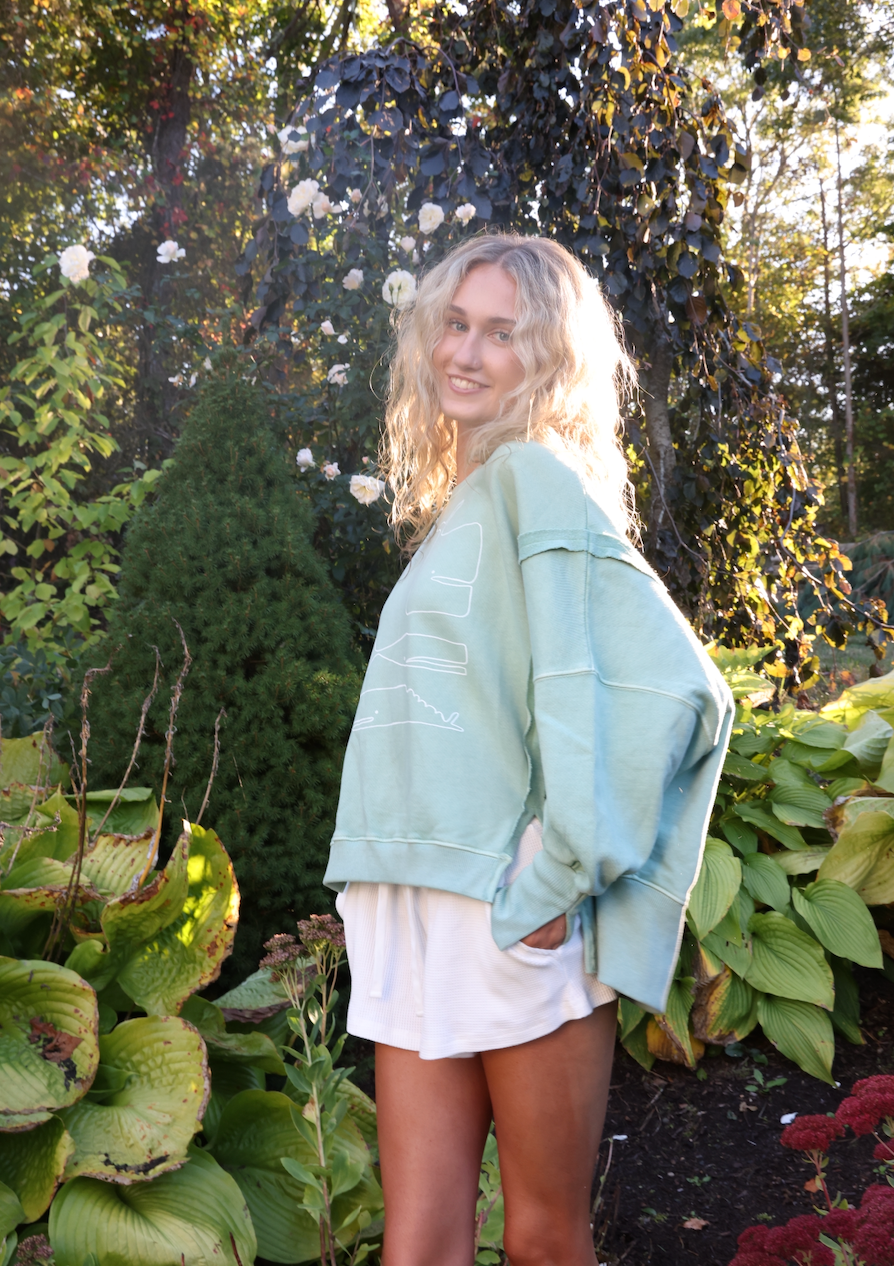 NEW!! Oversized Triple Whale Light Green