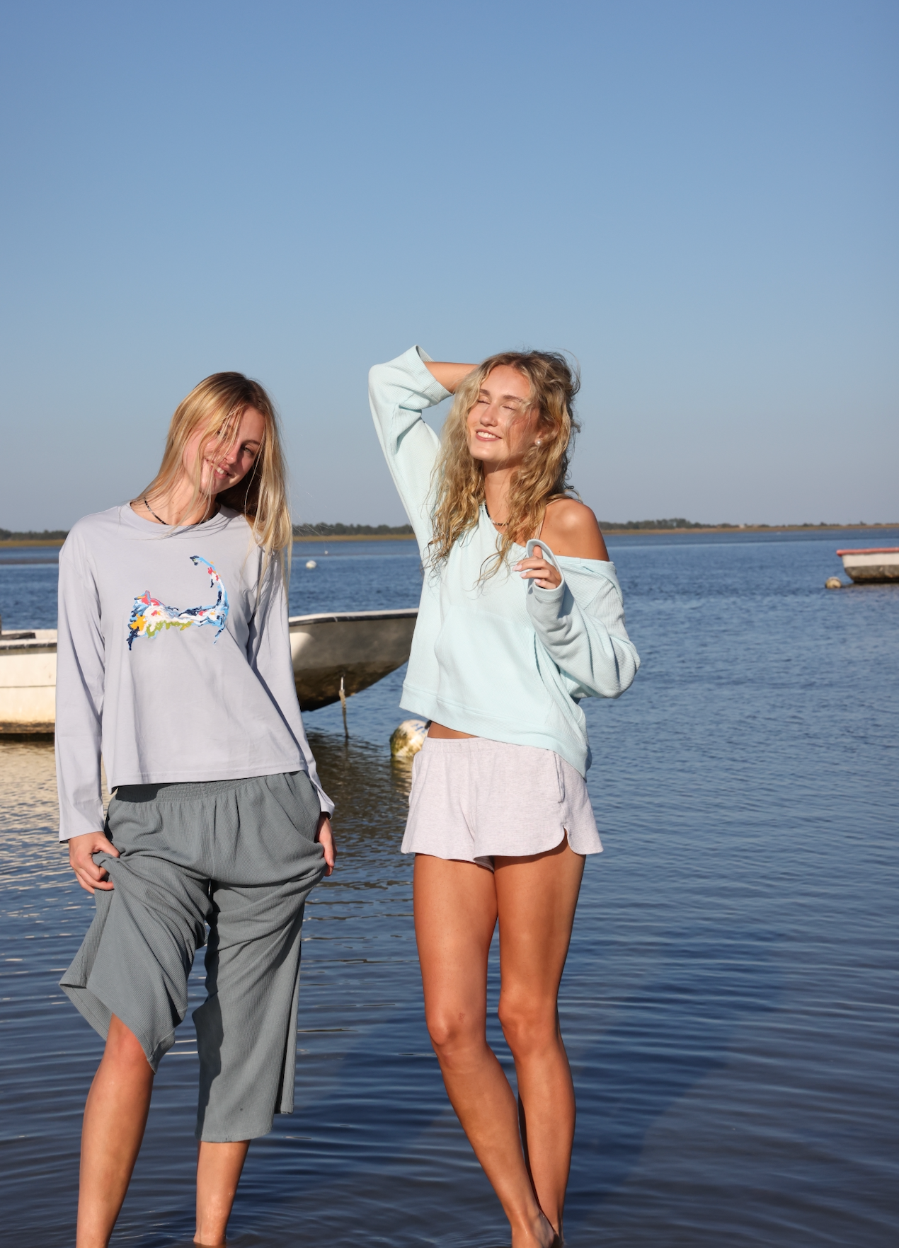 NEW!! Powder Blue Long Sleeve Cape Cod Abstarct