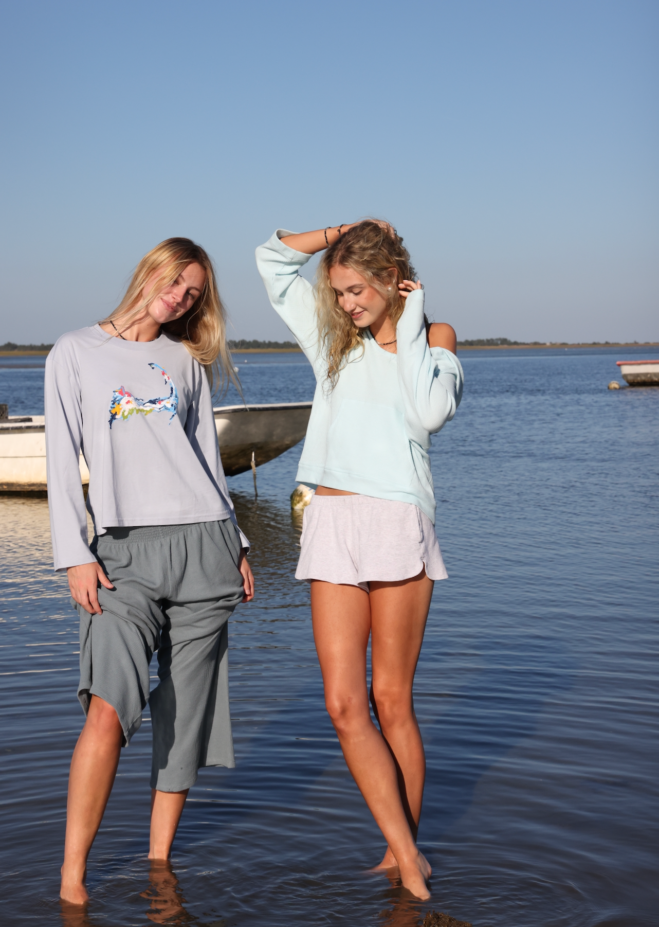 NEW!! Powder Blue Long Sleeve Cape Cod Abstarct