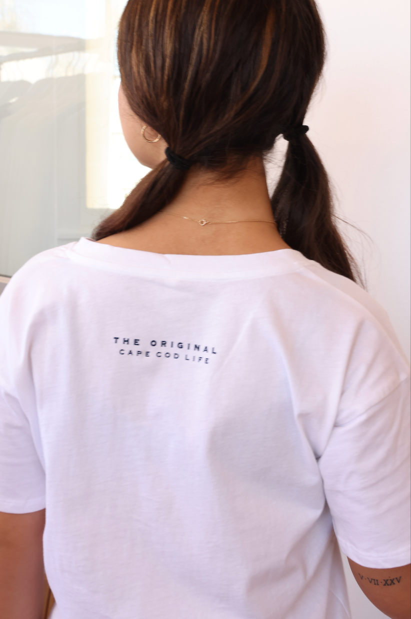 Cape Cod Navy V-Neck Tee White