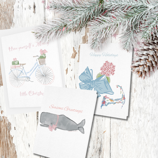Cape Cod Fancy Holiday Pastel Card Box Set of 3