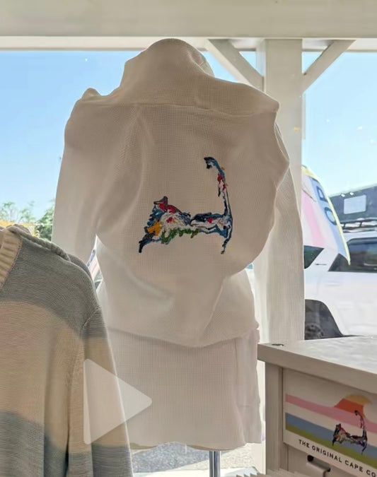 Cape Cod Map Waffle Pullover Hoodie