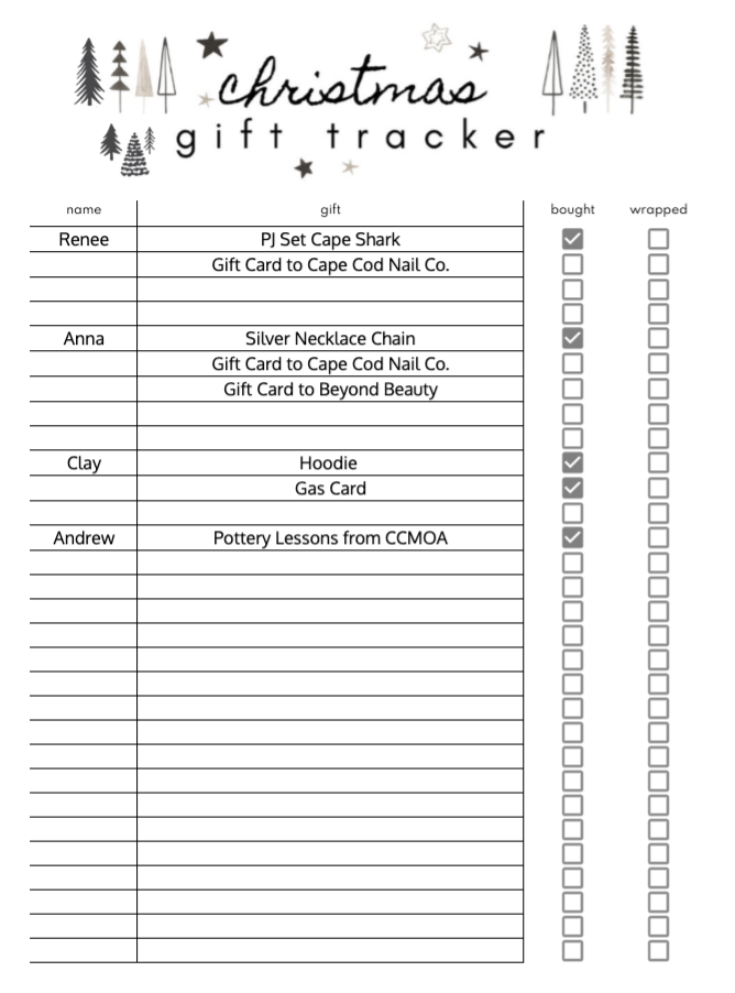 Final  CHRISTMAS GIFT TRACKER PRINTABLE + GOOGLE SHEET