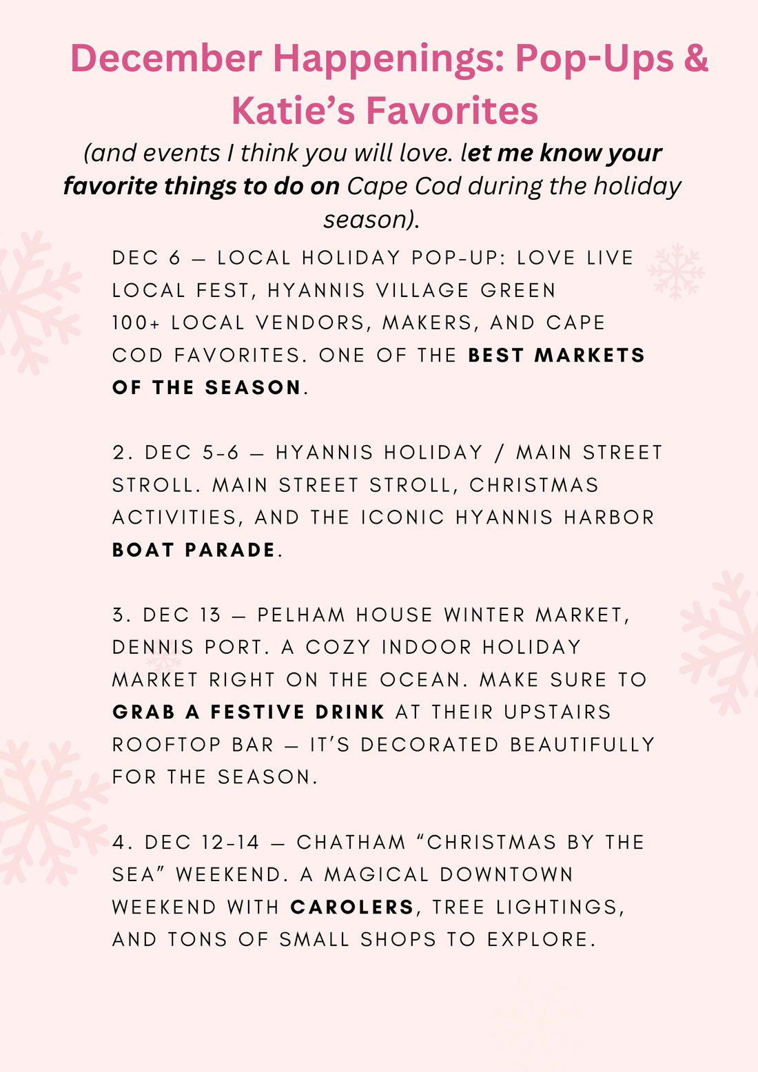 December Happenings: Pop-Ups & Katie's Favorites