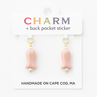 C-Breeze Treasure X CCC Handmade Fish Hoop and Chain Charms Pink Pair