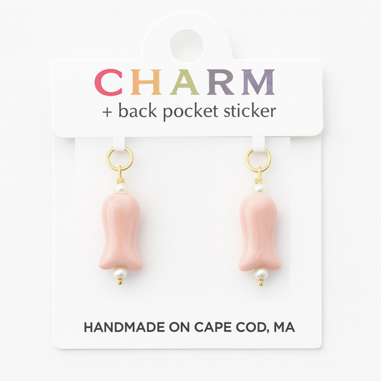 C-Breeze Treasure X CCC Handmade Fish Hoop and Chain Charms Pink Pair
