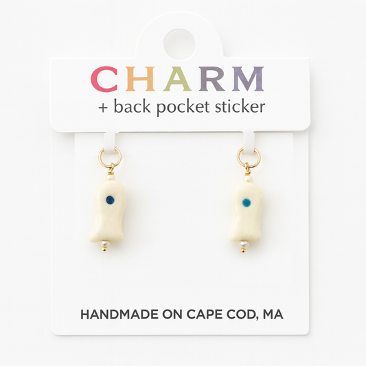 C-Breeze Treasure X CCC Handmade Fish Hoop and Chain Charms Cloud Pair