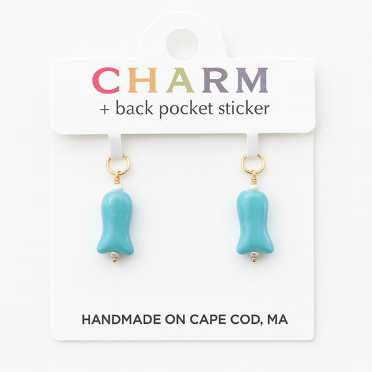 C-Breeze Treasure X CCC Handmade Fish Hoop and Chain Charms Blue Pair
