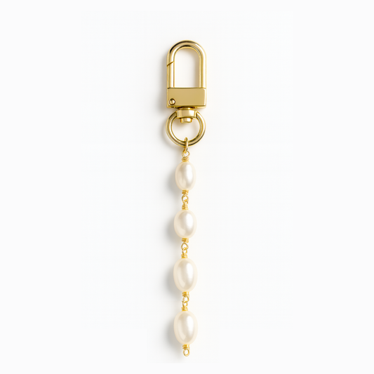Freshwater Pearl Coastal Bag Charm Key Chain Four Pearl