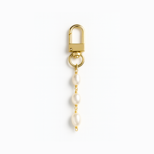 Freshwater Pearl Coastal Bag Charm Key Chain Trio