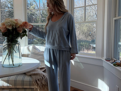 Powder Blue Waffle Pullover Hoodie