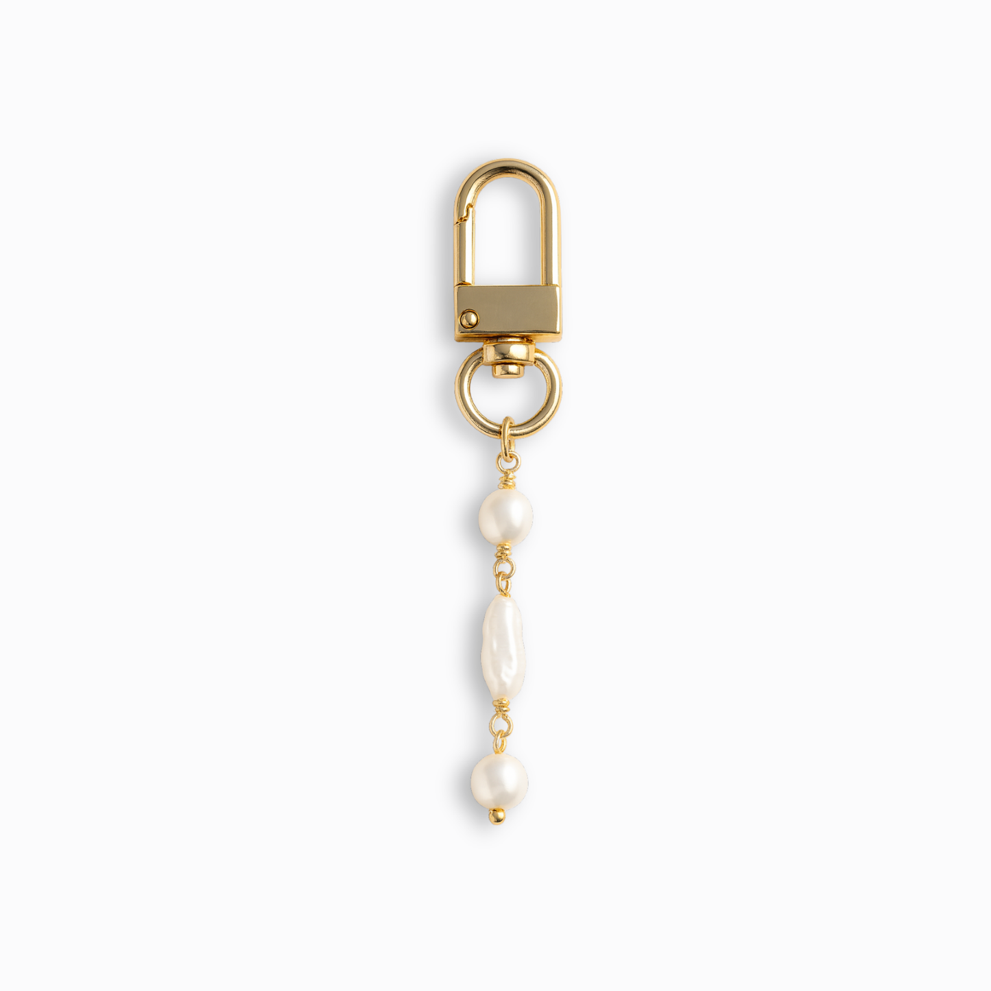 Freshwater Pearl Coastal Bag Charm Key Chain Baroque Triple