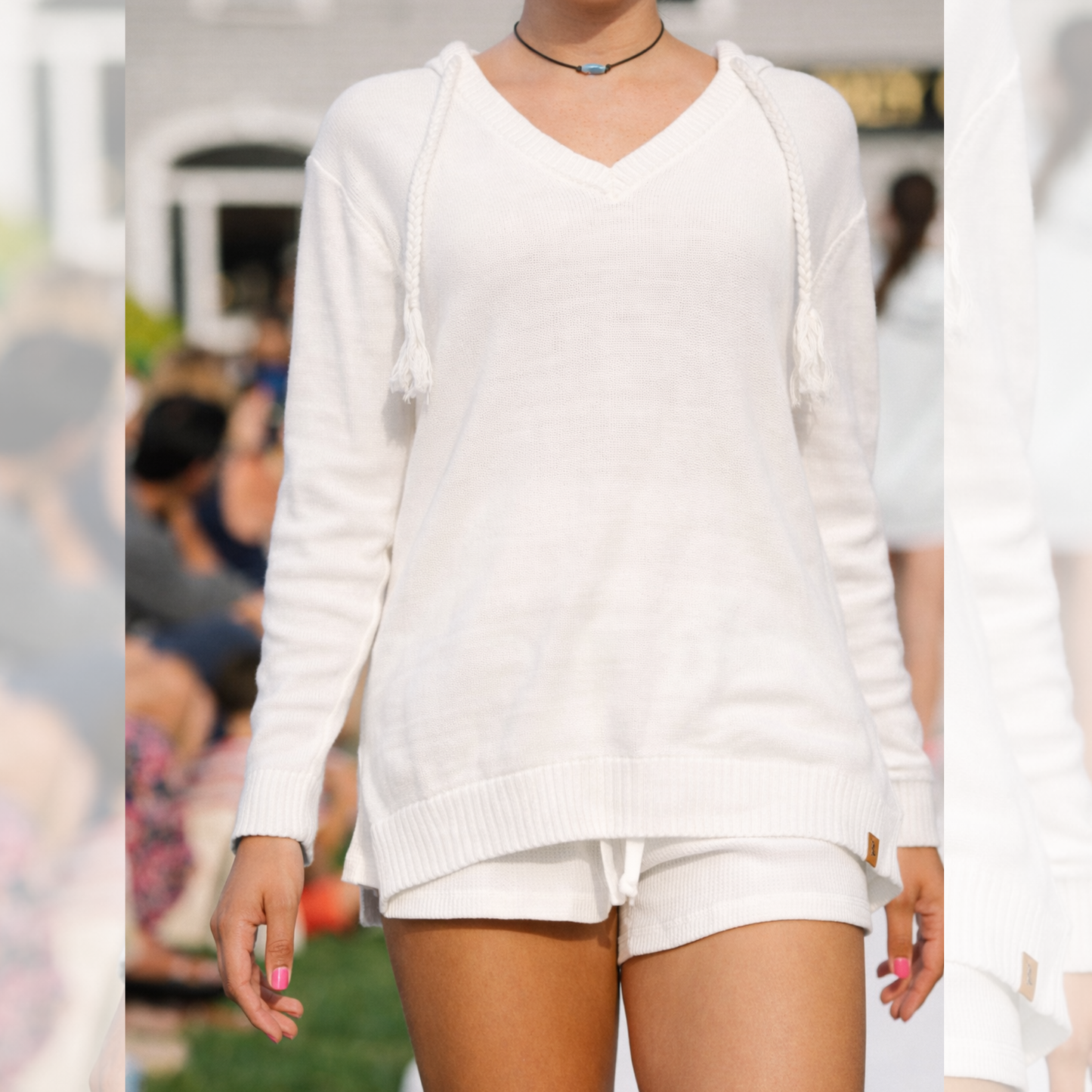Classic White Hooded Beach Sweater