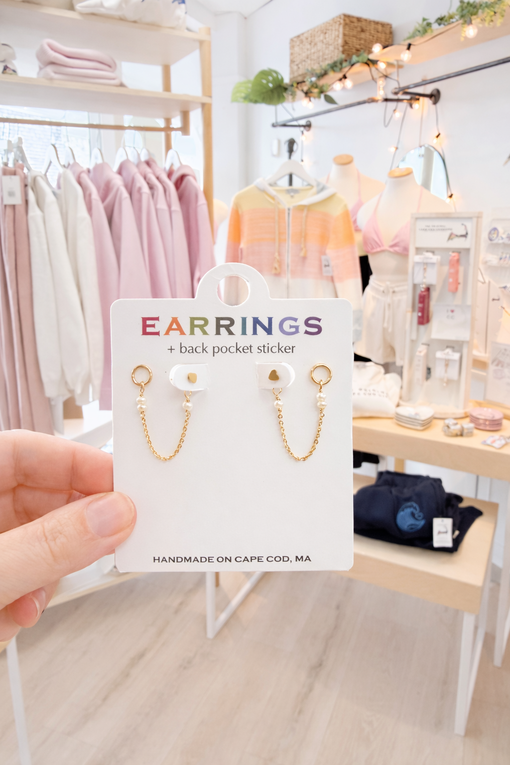 Linked Up Heart to Pearl Double Pierced Earrings