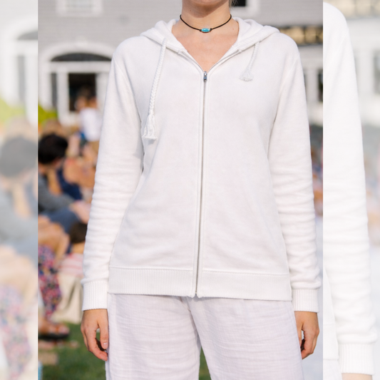 Classic White Zip Up Beach Sweater