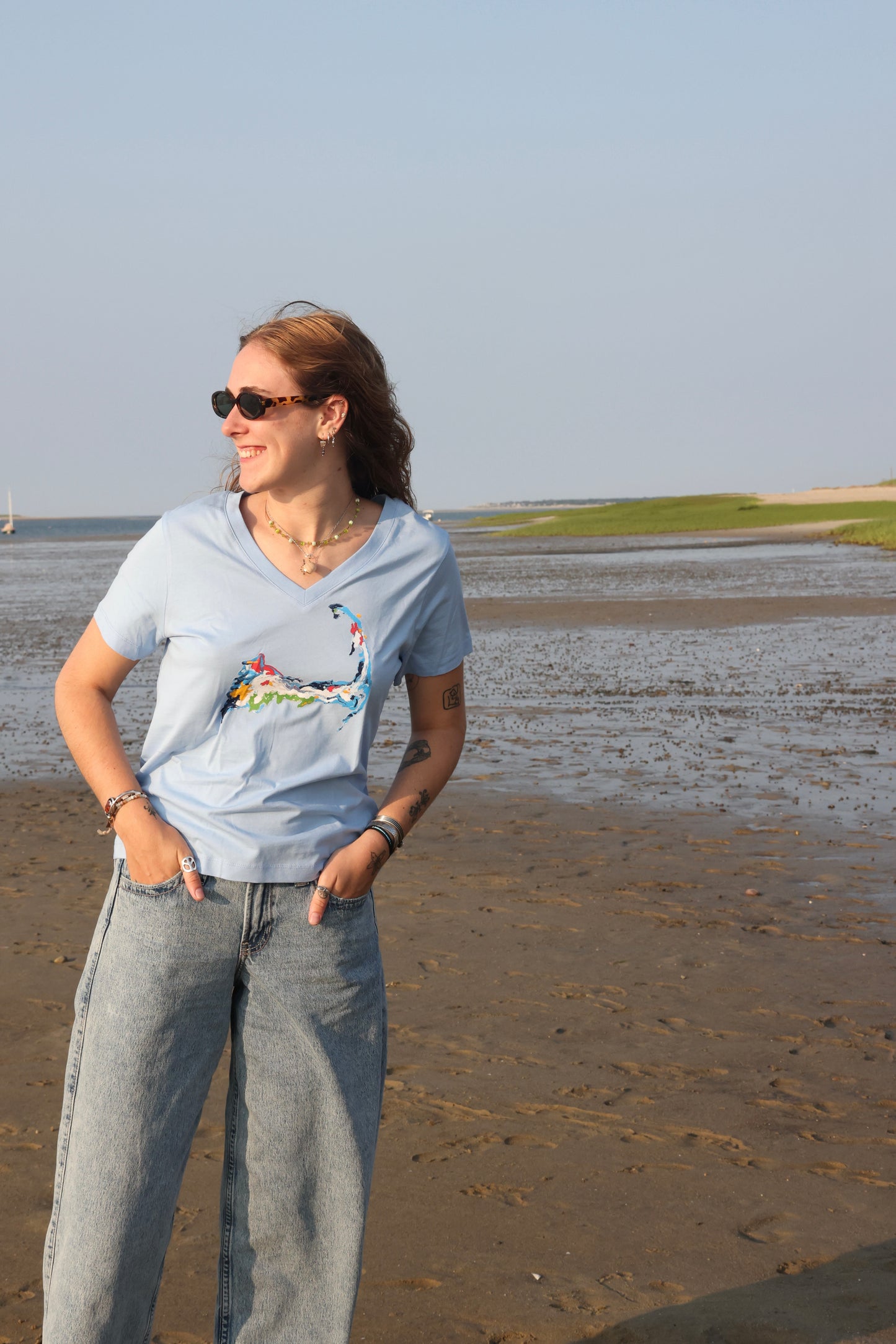 NEW!! Cape Cod Navy V-Neck Tee - Blue Soul