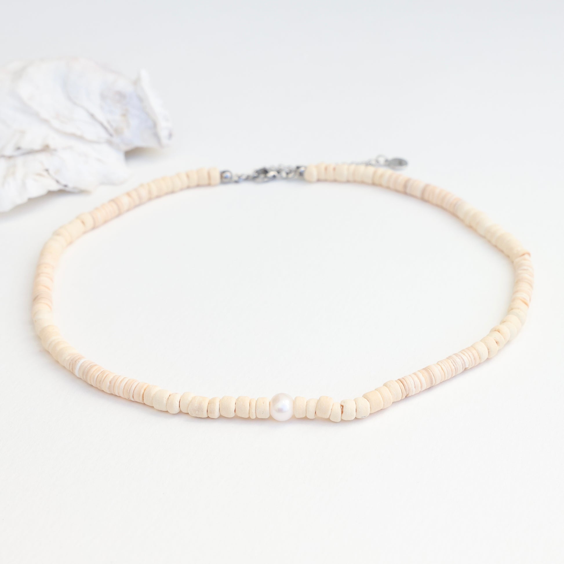 Handmade pearl and puka shell choker necklace – Cape Cod jewelry