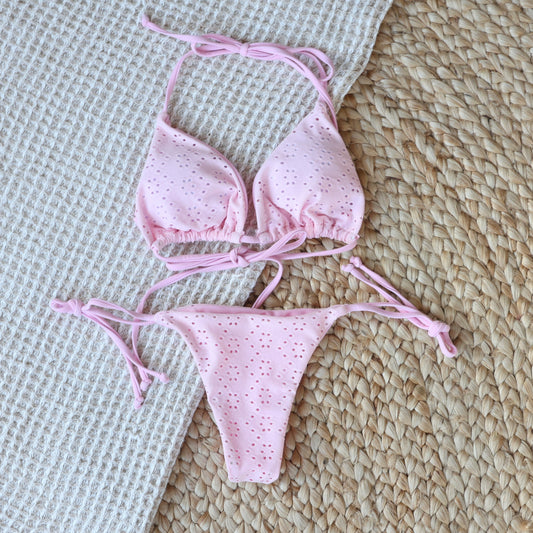 New!! Pink Eyelet Bikini Set