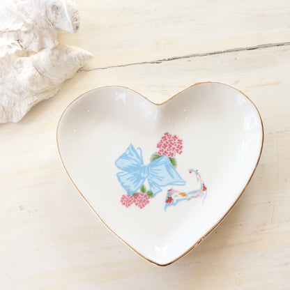 NEW!! Cape Cod Fancy Bow Hydrangea Heart Trinket Bowl