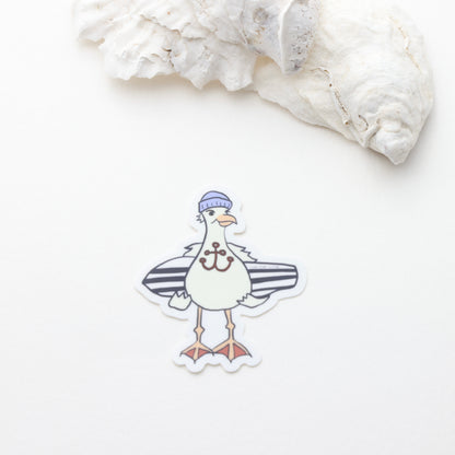 NEW SIZES!! Salty Surfer Seagull Sticker