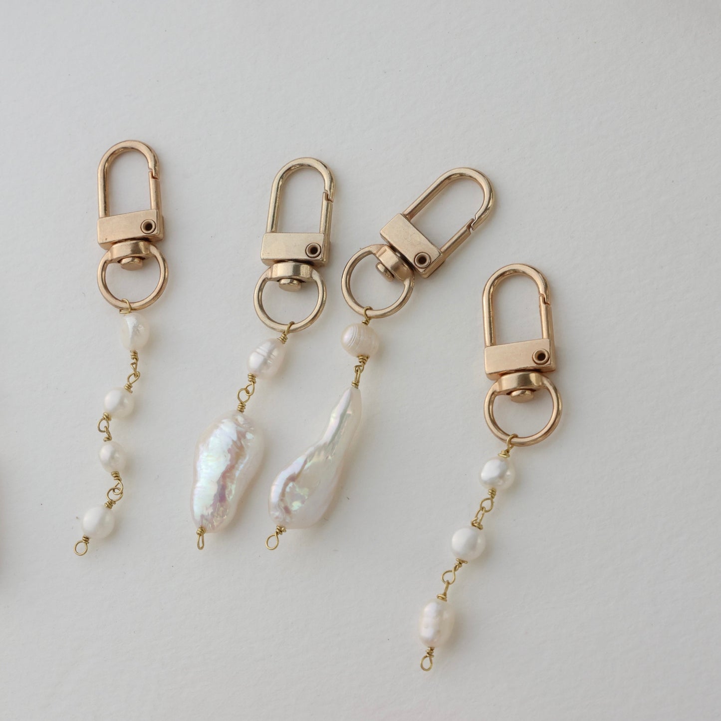 Freshwater Pearl Coastal Bag Charm Key Chain Trio