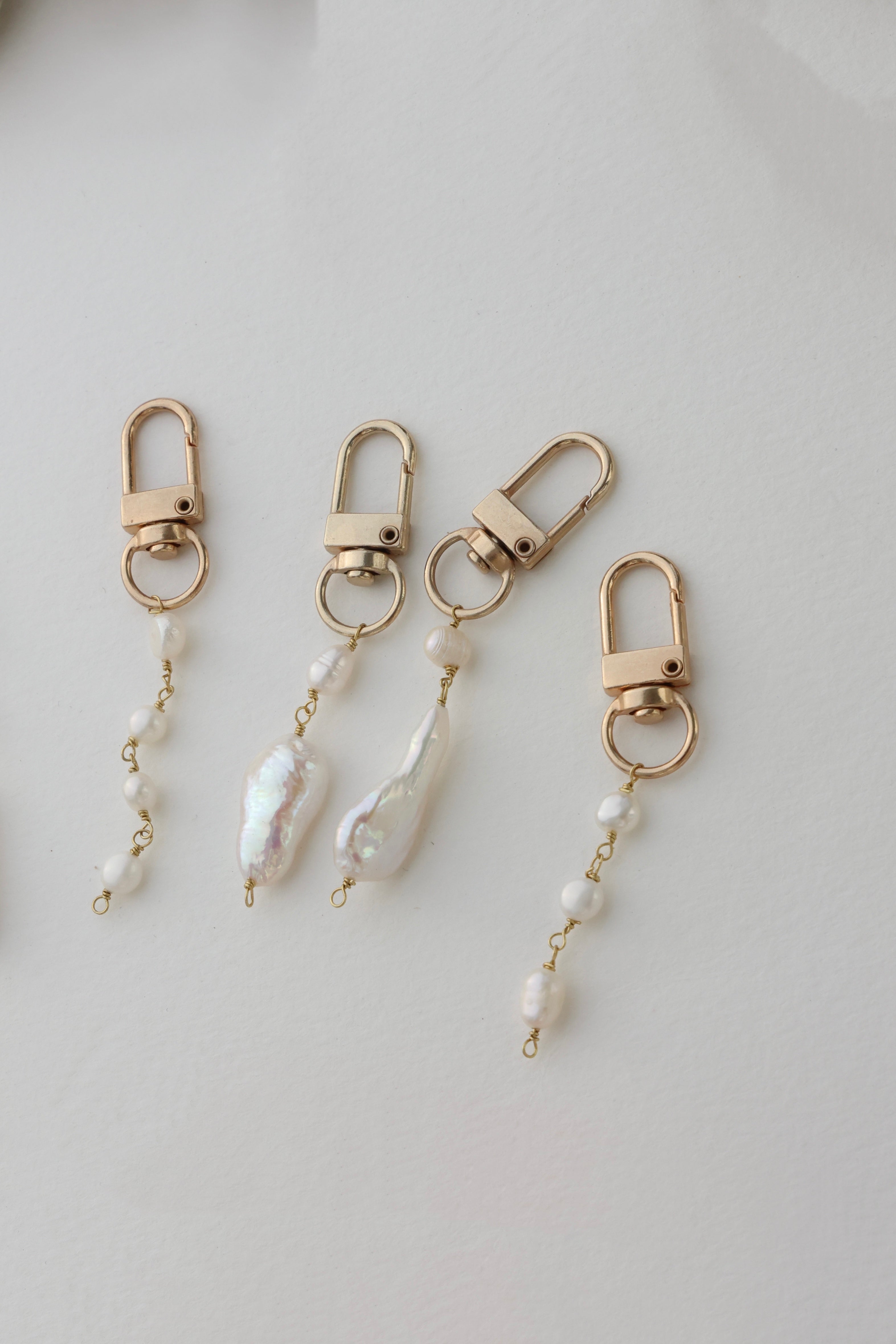 Freshwater Pearl Coastal Bag Charm Key Chain Baroque Double – Cape