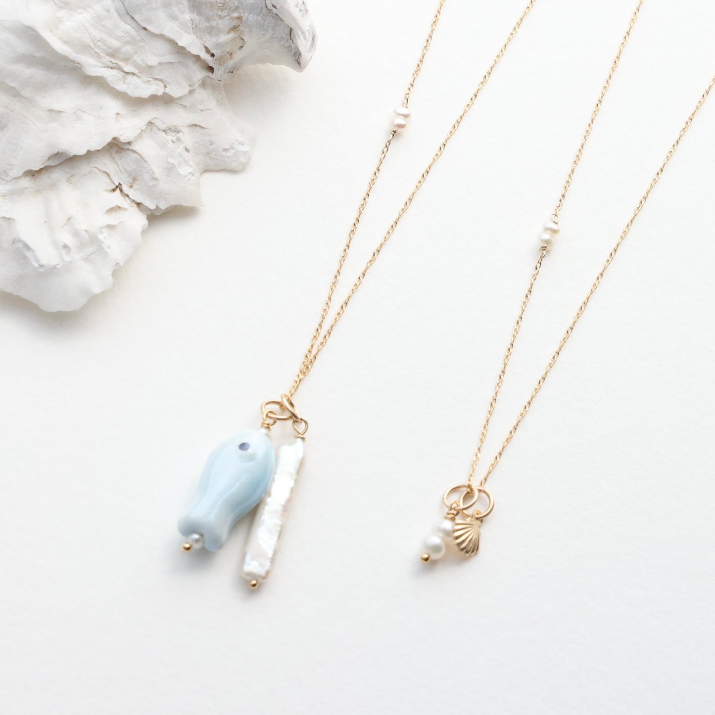 Pearl Hoop and Chain Charms