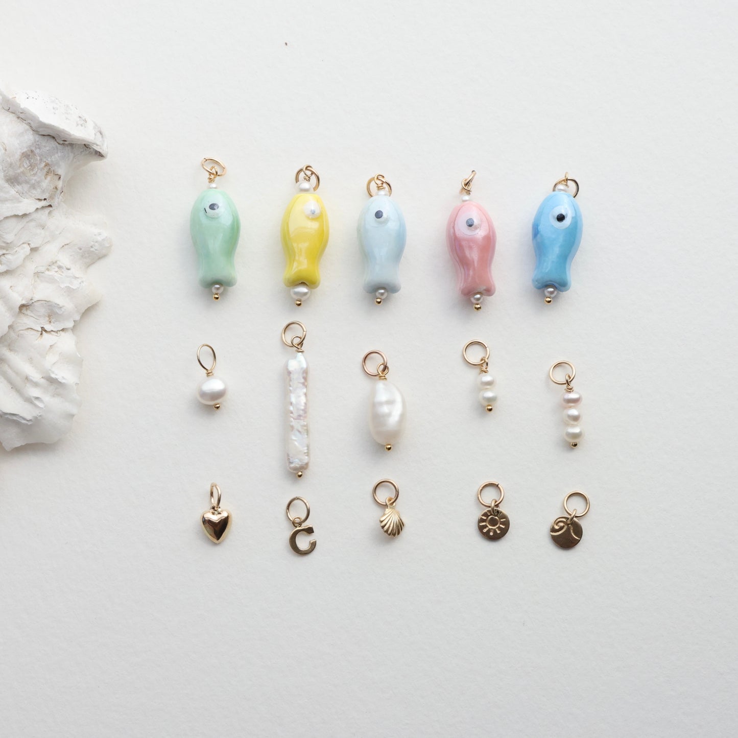 Pearl Hoop and Chain Charms