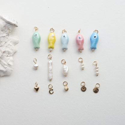 Pearl Hoop and Chain Charms