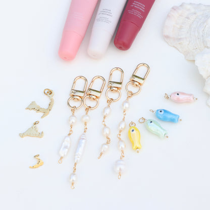 NEW!! Strawberry Banana Smoothie Lip Gloss + Pearl Chain